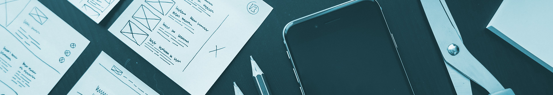 Wireframe sketching for devices from handheld to 4K Smart TV displays.