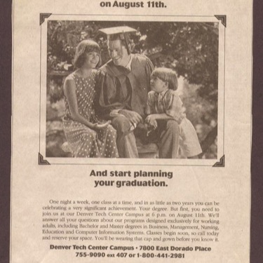 WORK: Image talent - Reception ad, Summer 1993 (print) | CLIENT: Marbles Kids Talent / University of Phoenix
