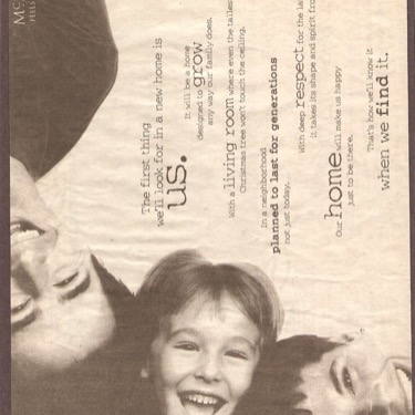 WORK: Image talent - Feels Like Home campaign, Summer 1994 (print) | CLIENT: Marbles Kids Talent / McStain Homebuilders
